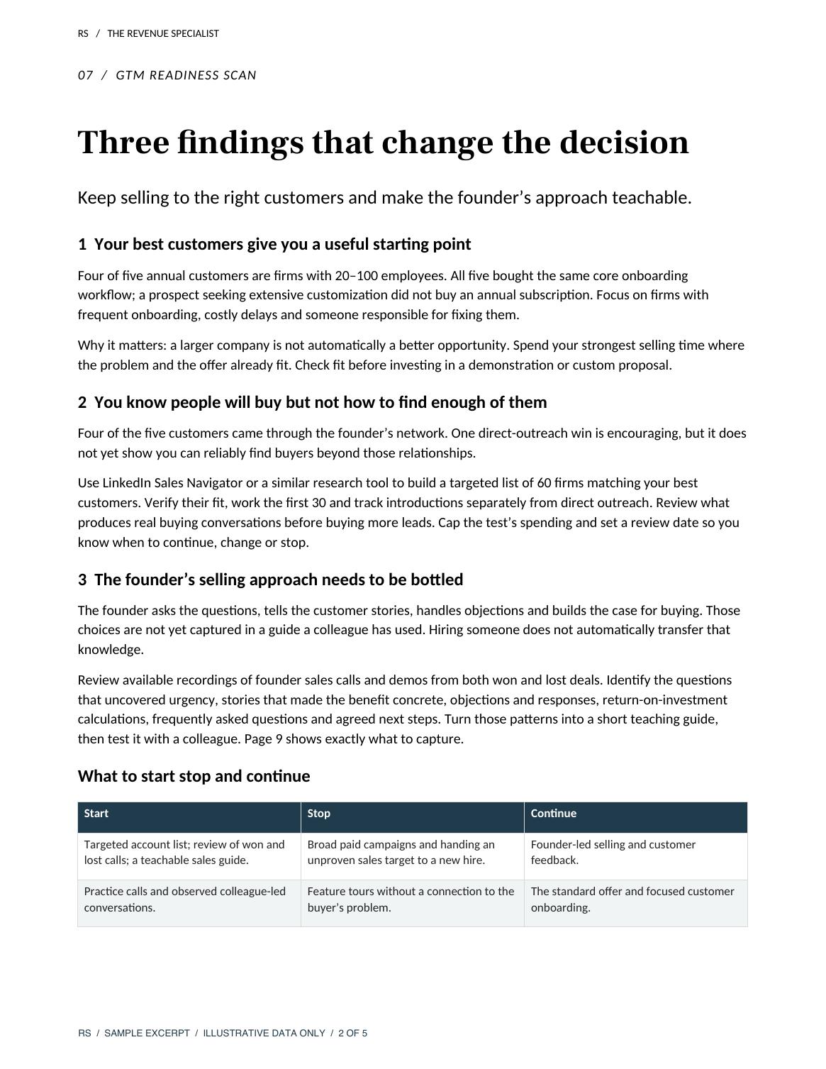 Harborlane Ops — Go to Market Readiness Scan — excerpt page 2