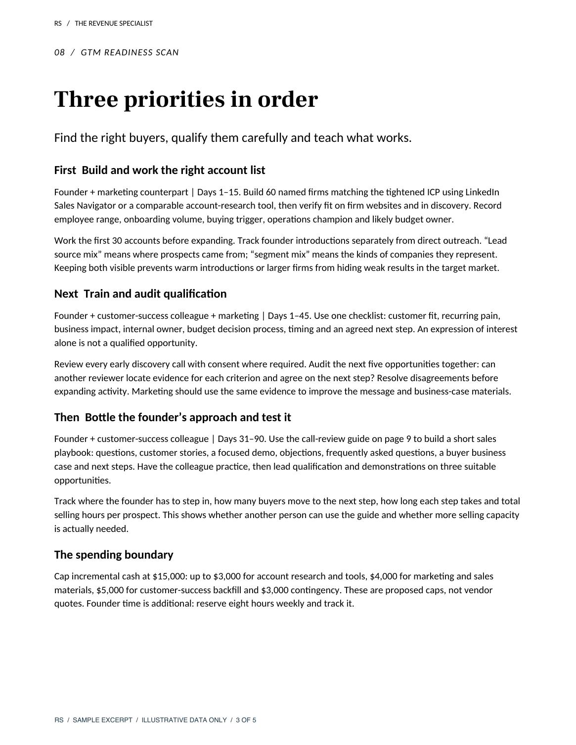 Harborlane Ops — Go to Market Readiness Scan — excerpt page 3