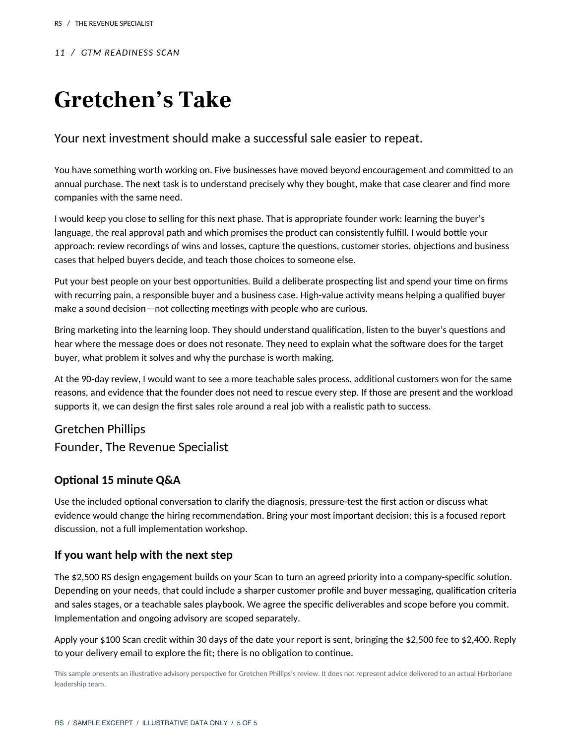 Harborlane Ops — Go to Market Readiness Scan — excerpt page 5